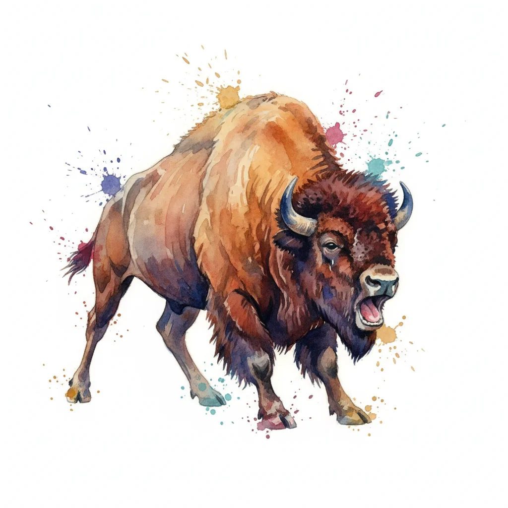 Bison Watercolor Clip Art — free clip art