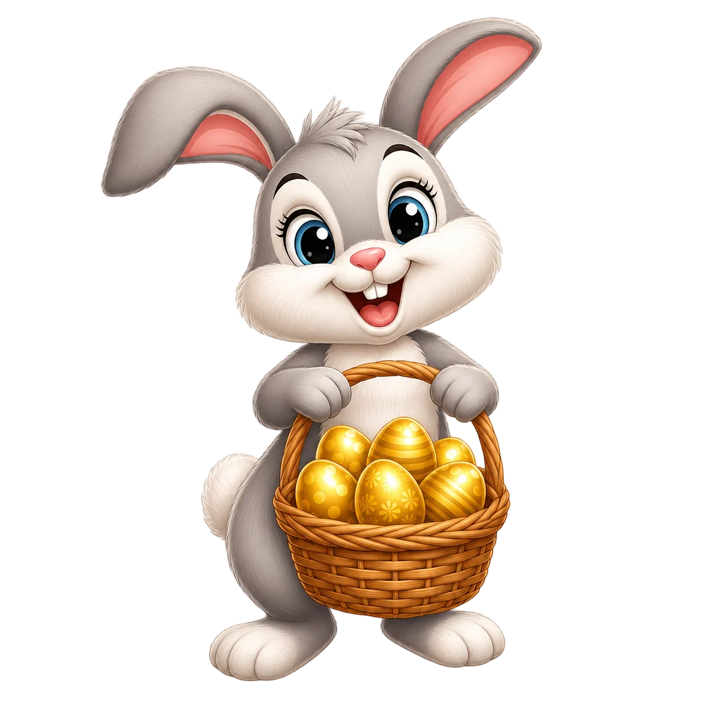 Cute Bunny Holding Easter Egg Basket — thanksgiving clip art