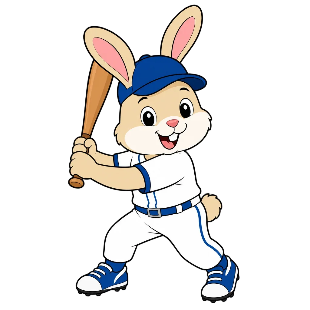 Cute Bunny Playing Baseball — free clip art