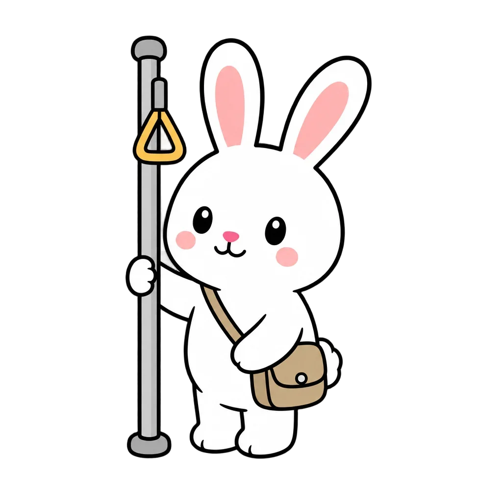 Cute Bunny Riding the Subway — free clip art