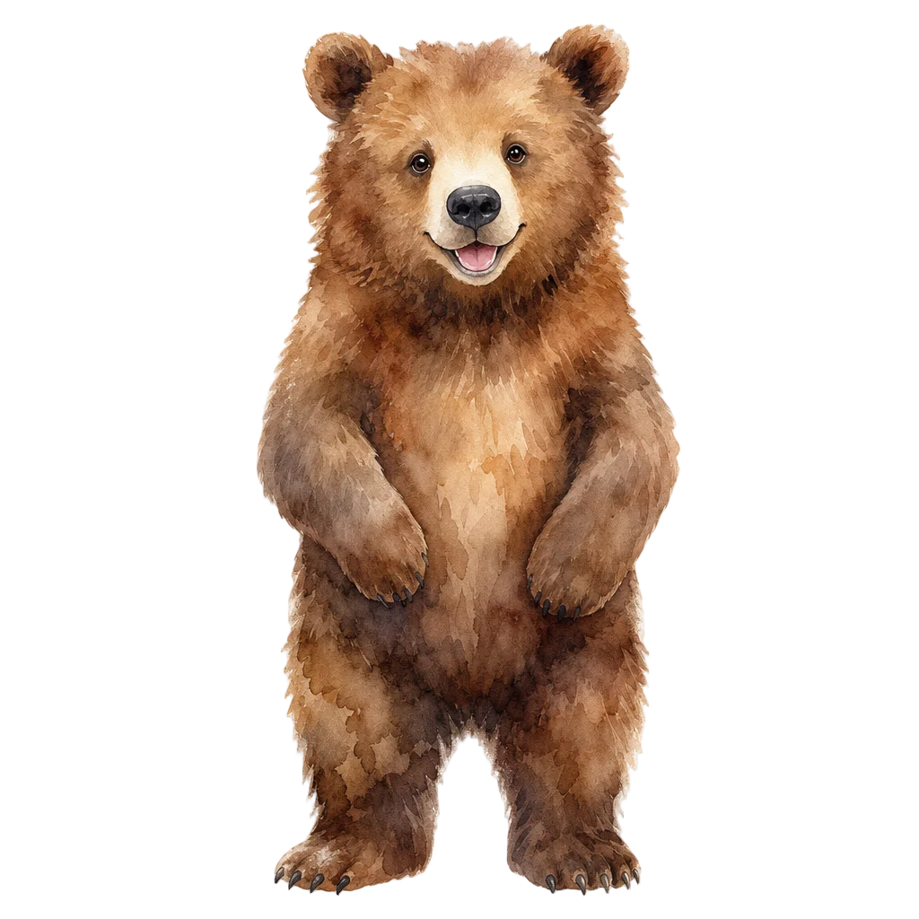 Friendly Standing Bear Watercolor — free clip art