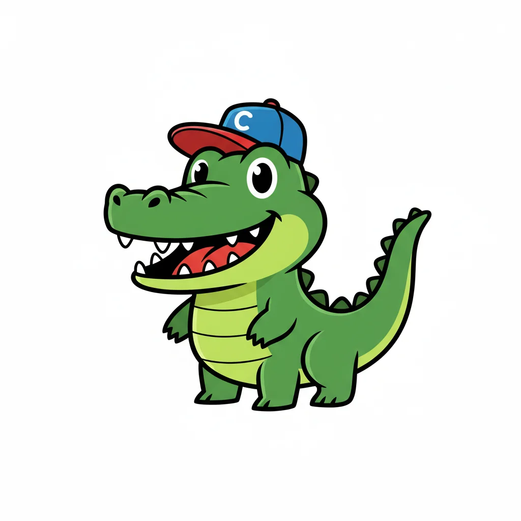Cartoon Crocodile Wearing Ball Cap — free clip art