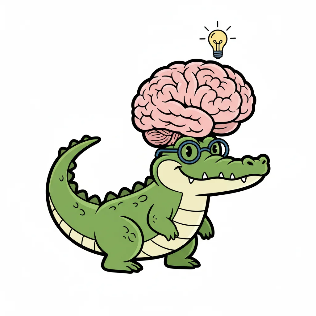 Cartoon Crocodile With Big Brain — free clip art
