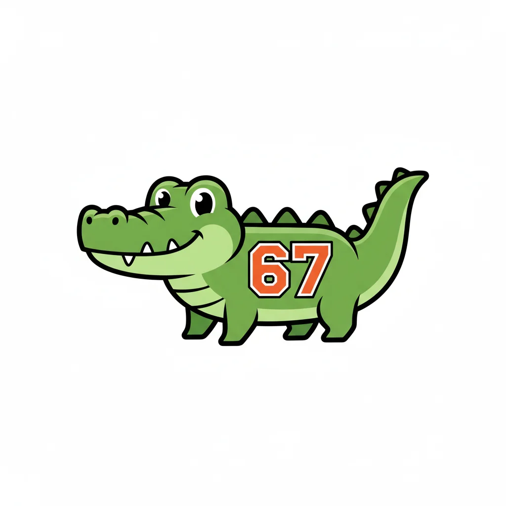 Cartoon Crocodile Number 67 — free clip art