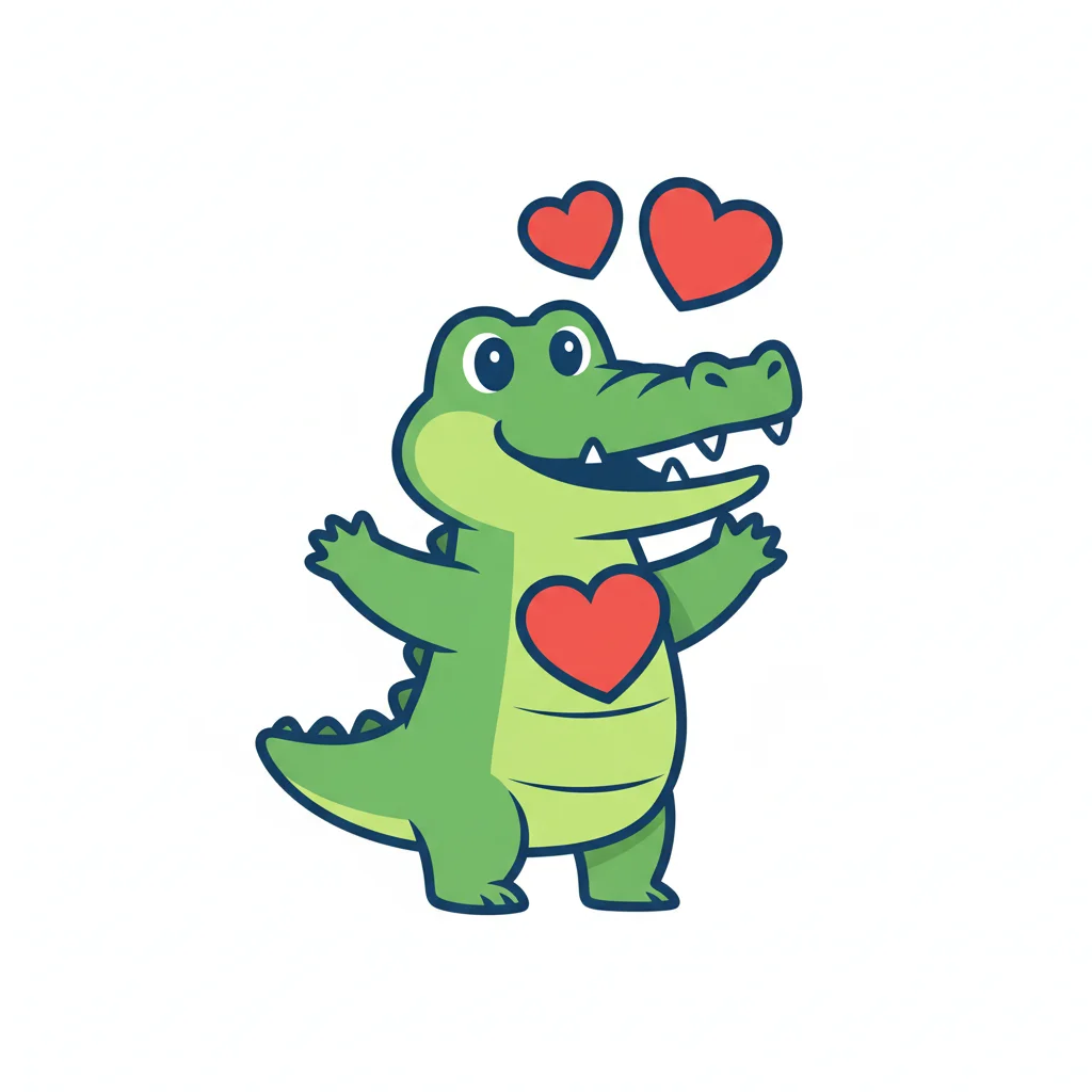 Cartoon Crocodile Showing Love — free clip art
