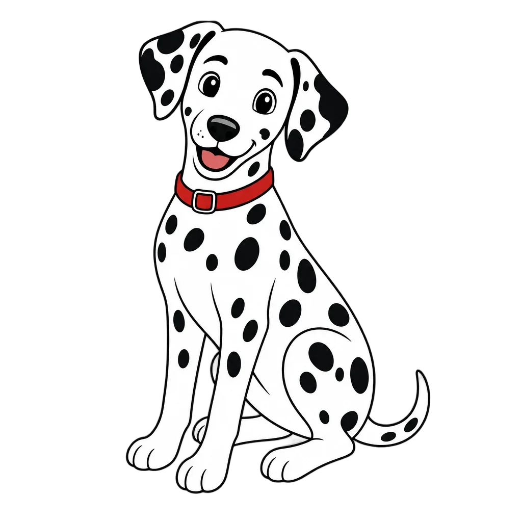 Dalmatian with Red Collar Flat Illustration — free clip art