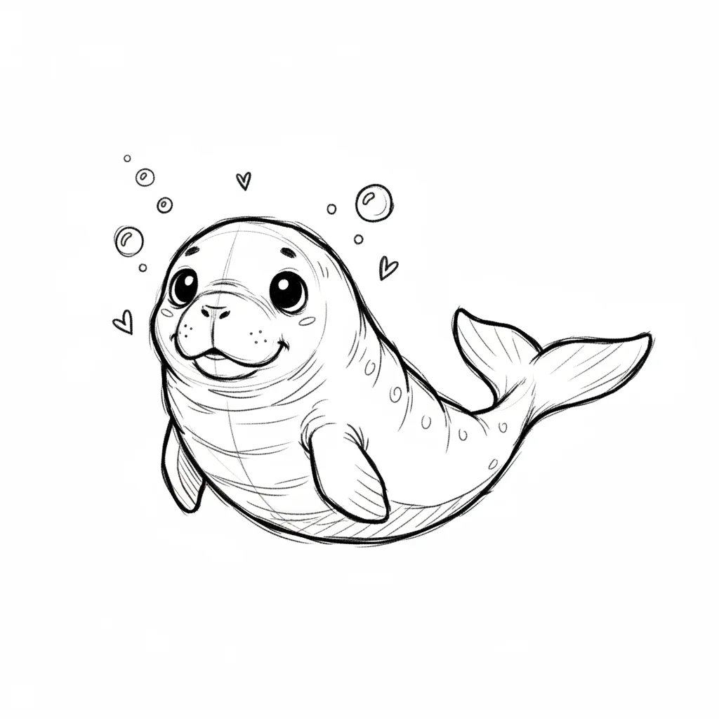Dugong Doodle Clip Art — free clip art
