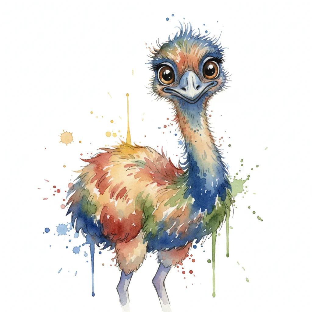 Emu Watercolor Clip Art — free clip art