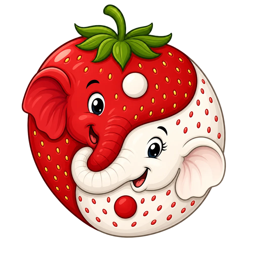 Yin Yang Strawberry Elephant — free clip art