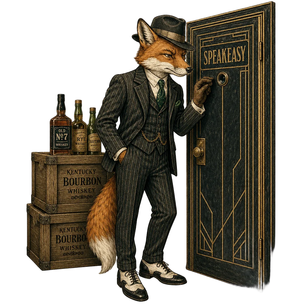 Fox Detective at Speakeasy Door — free clip art