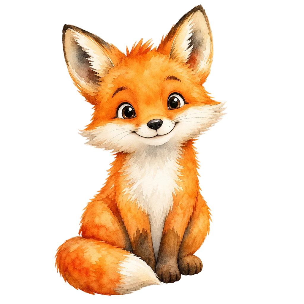 Friendly Fox Watercolor Nursery Art — free clip art