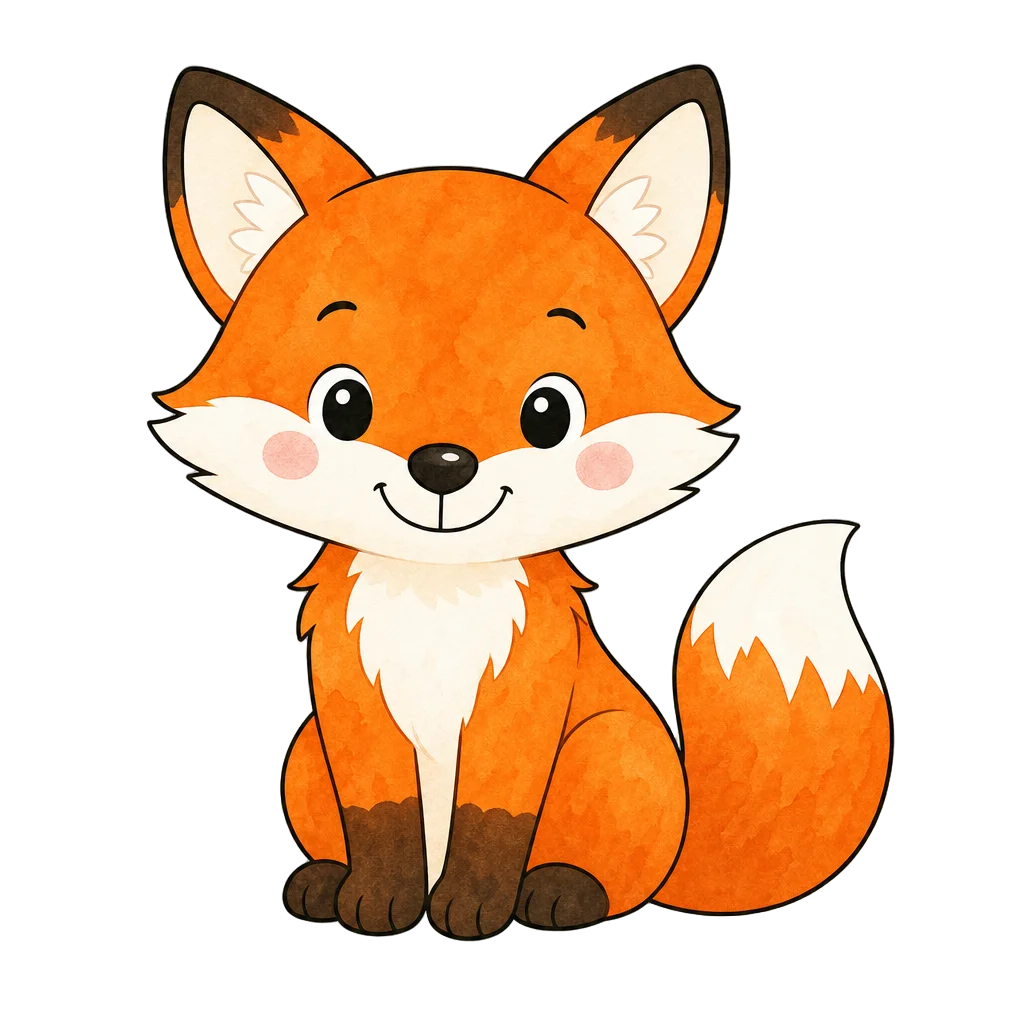Friendly Fox Watercolor Nursery Art — free clip art