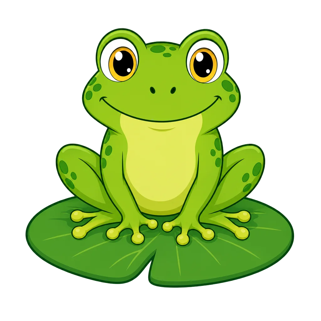 Green Frog on Lily Pad — free clip art