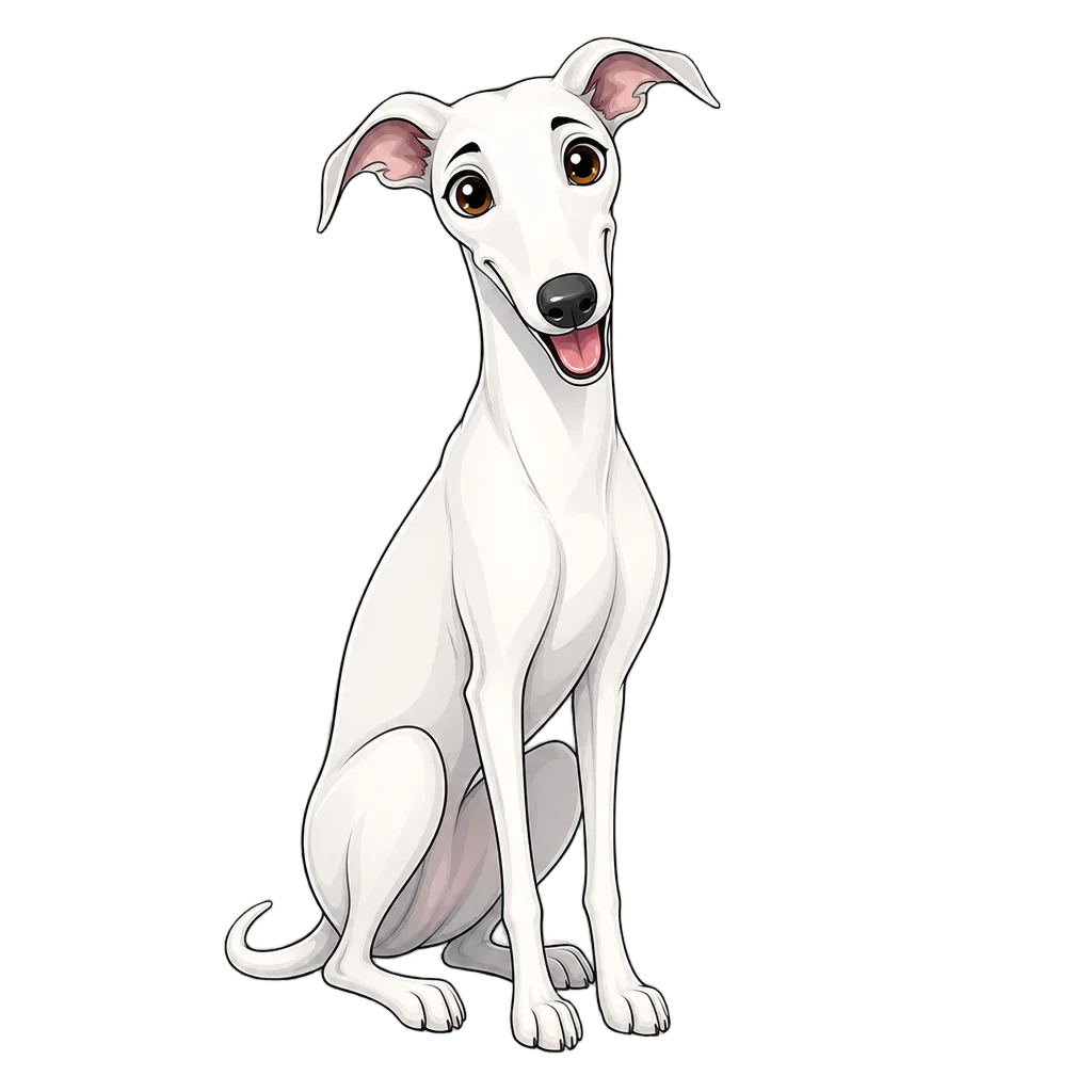 Cute Cartoon White Greyhound Sitting — free clip art