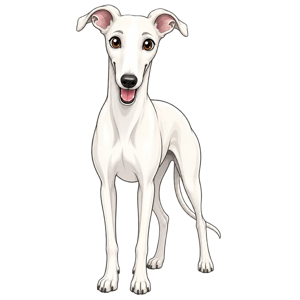 Cute White Greyhound Facing Forward — free clip art