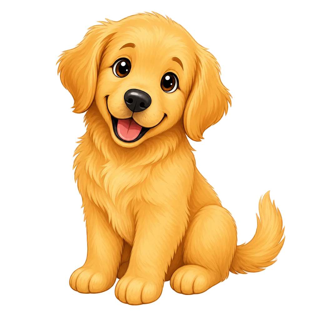 Fluffy Golden Retriever Puppy — tree clip art