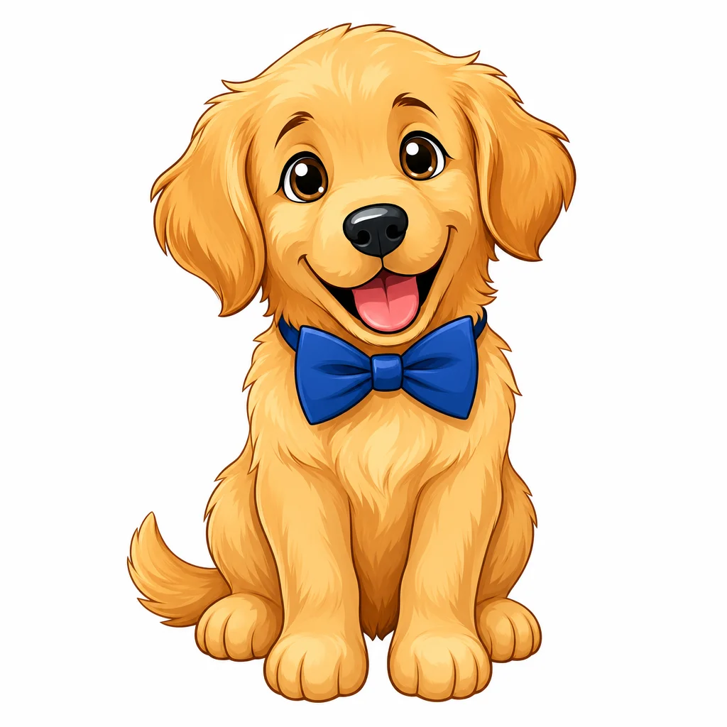 Golden Retriever Puppy Wearing Bow Tie — free clip art