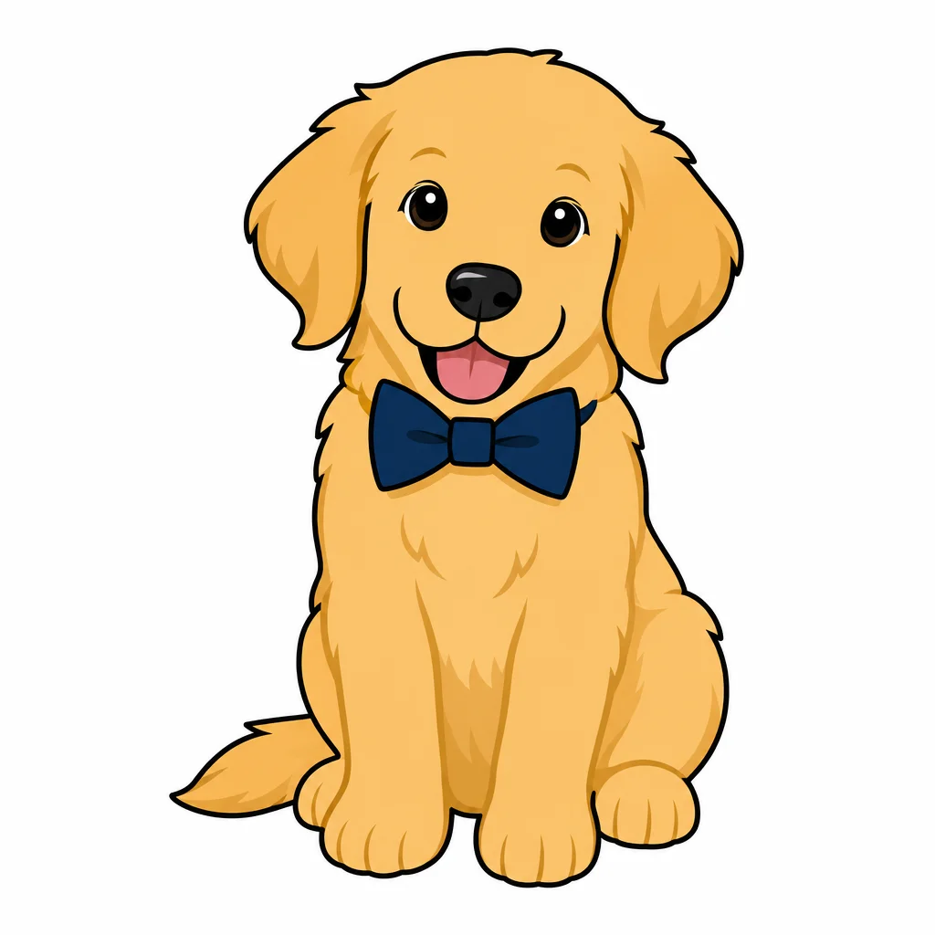 Golden Retriever Puppy Wearing Bow Tie — free clip art