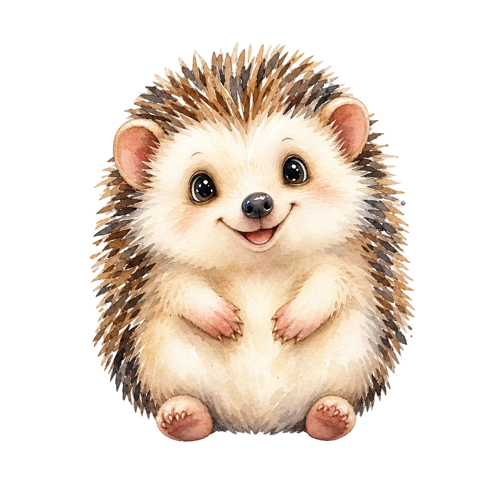 Friendly Hedgehog Watercolor Nursery Art — free clip art