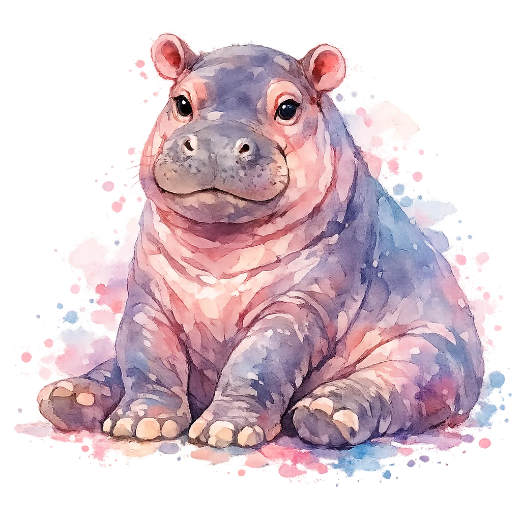 Hippopotamus Watercolor Clip Art — free clip art