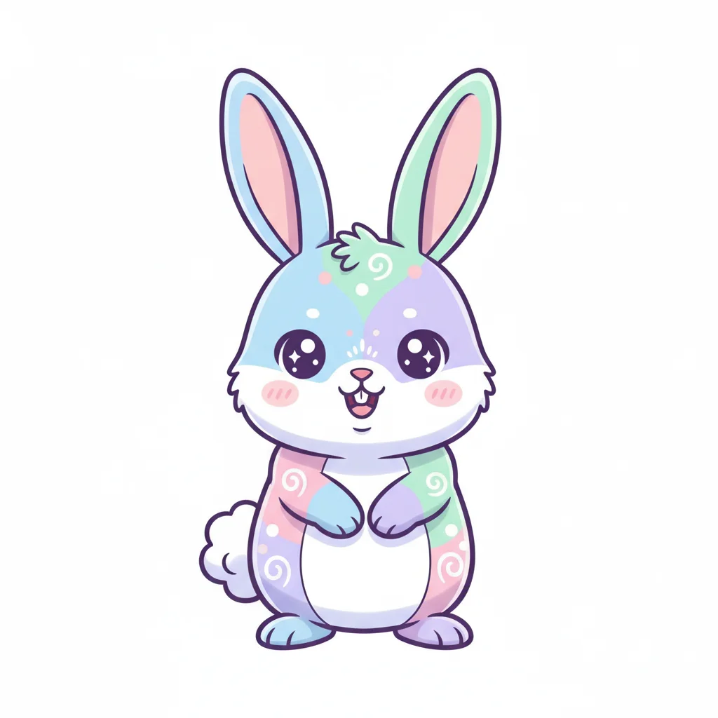 Jackrabbit Kawaii Clip Art — free clip art