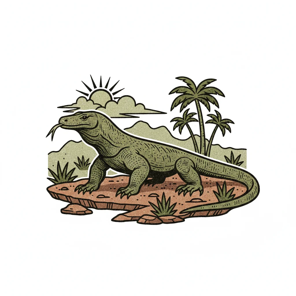 Komodo Dragon Vintage Clip Art — free clip art