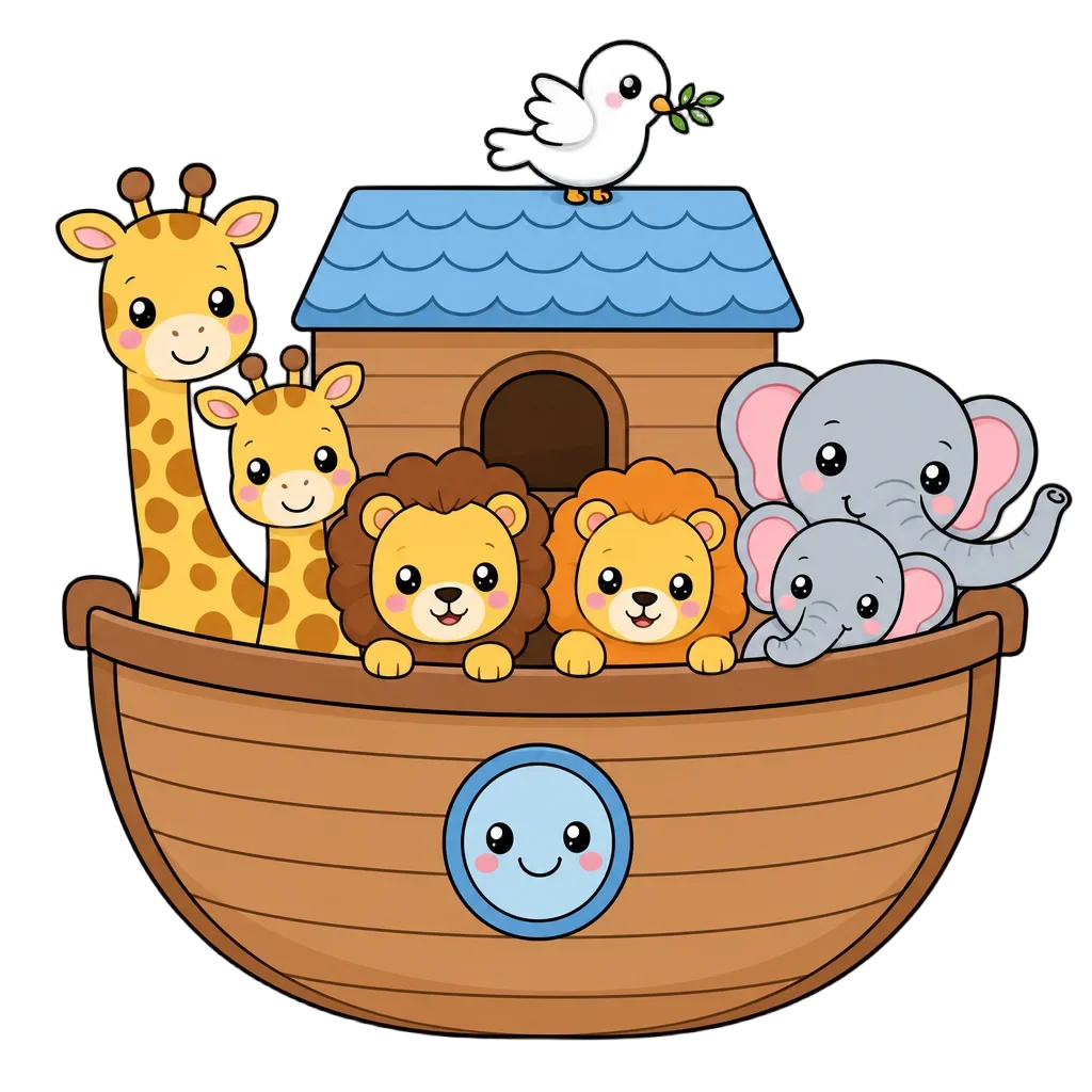 Cute Kawaii Noah's Ark Clipart — halloween clip art