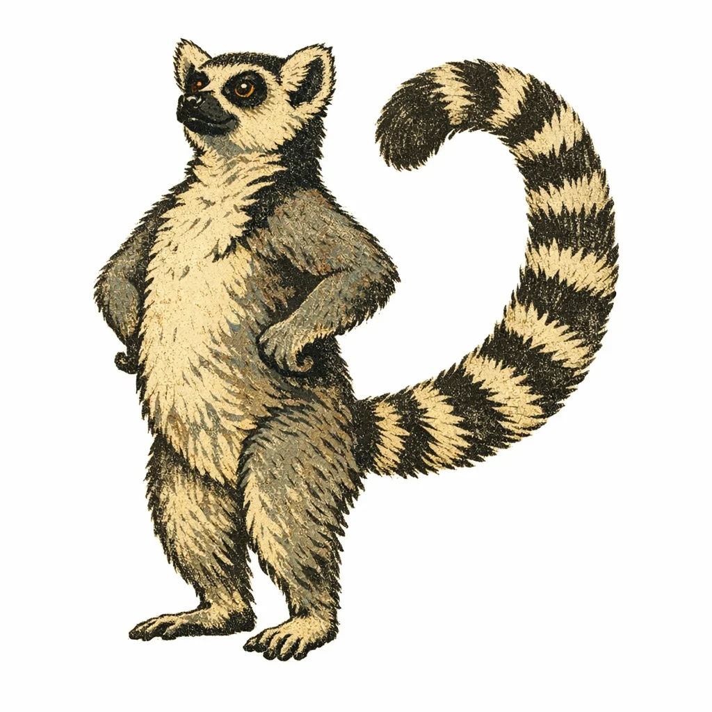 Lemur Vintage Clip Art — free clip art