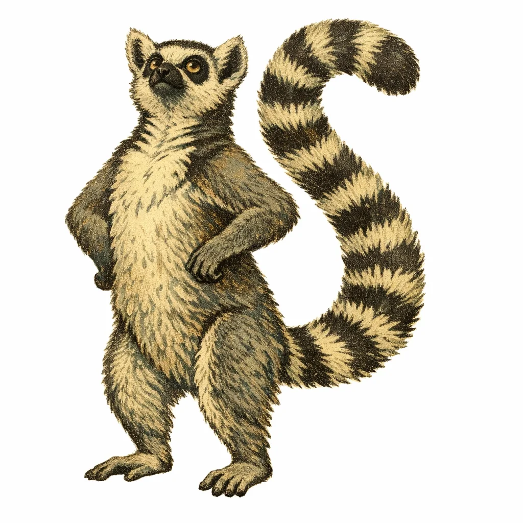 Lemur Vintage Clip Art — free clip art