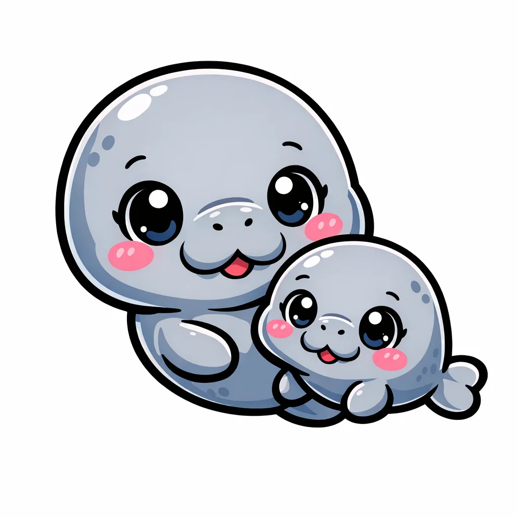 Manatee Chibi Clip Art — free clip art