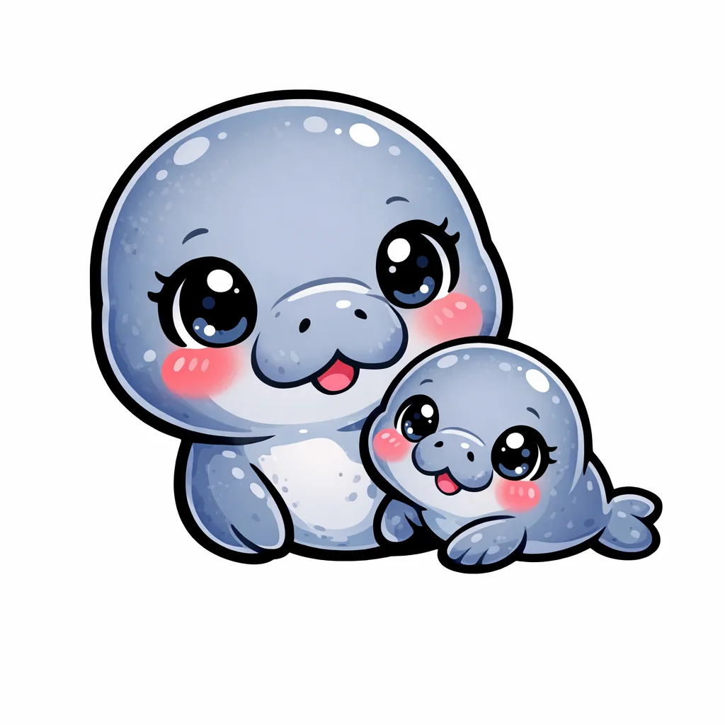 Manatee Chibi Clip Art — free clip art