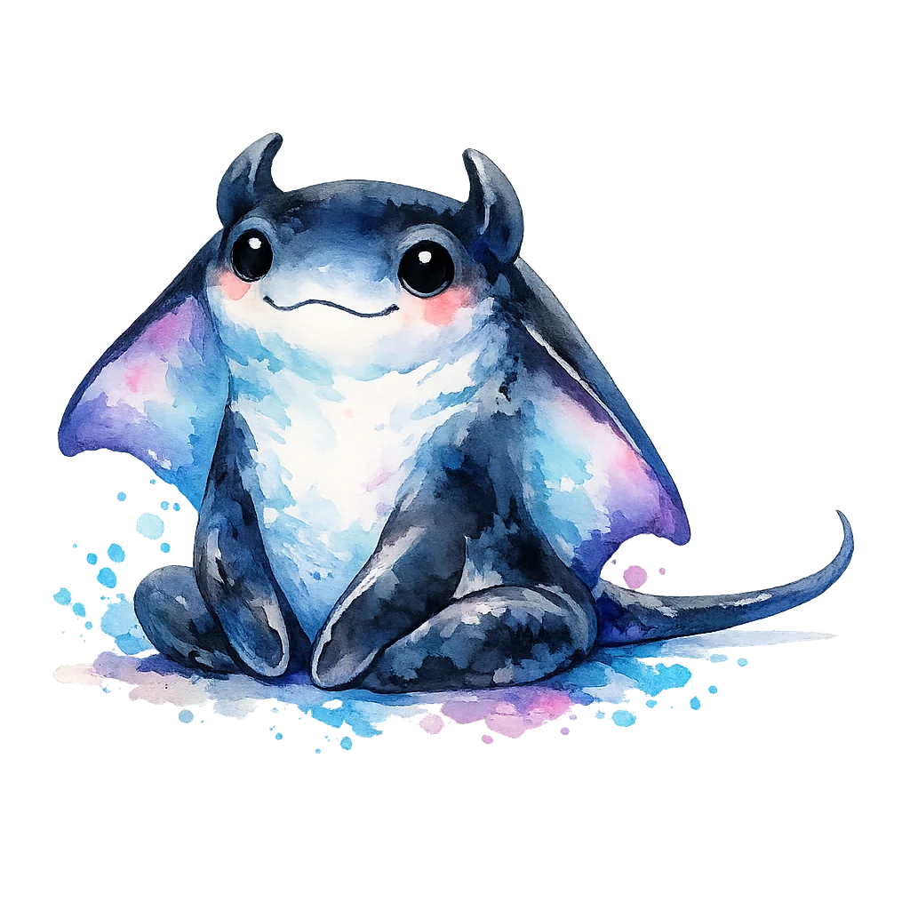Manta Ray Watercolor Clip Art — free clip art