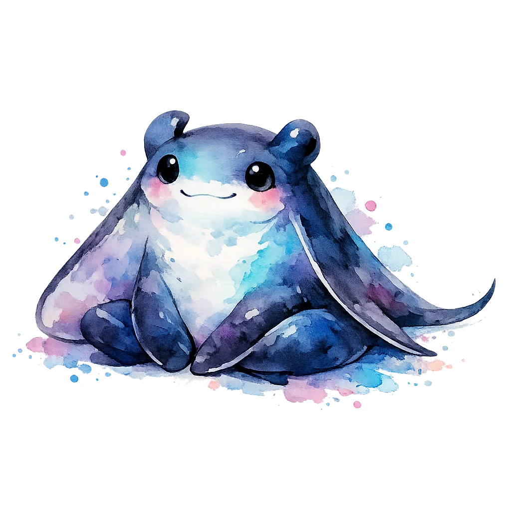 Manta Ray Watercolor Clip Art — free clip art