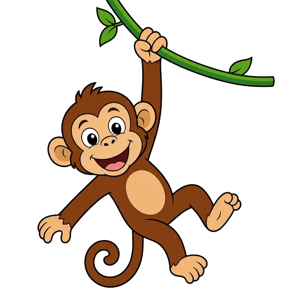 Swinging Monkey Flat Clipart — free clip art