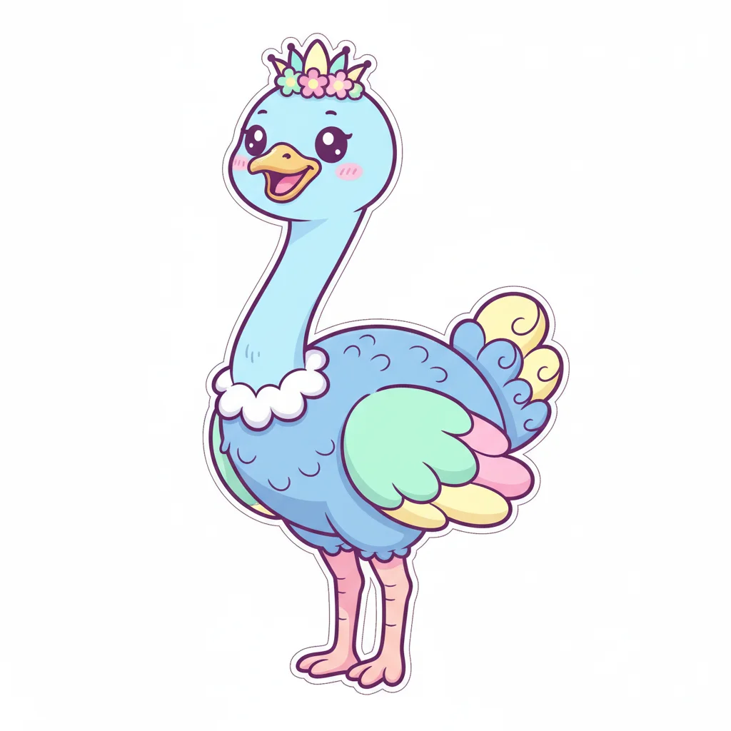 Ostrich Kawaii Clip Art — free clip art