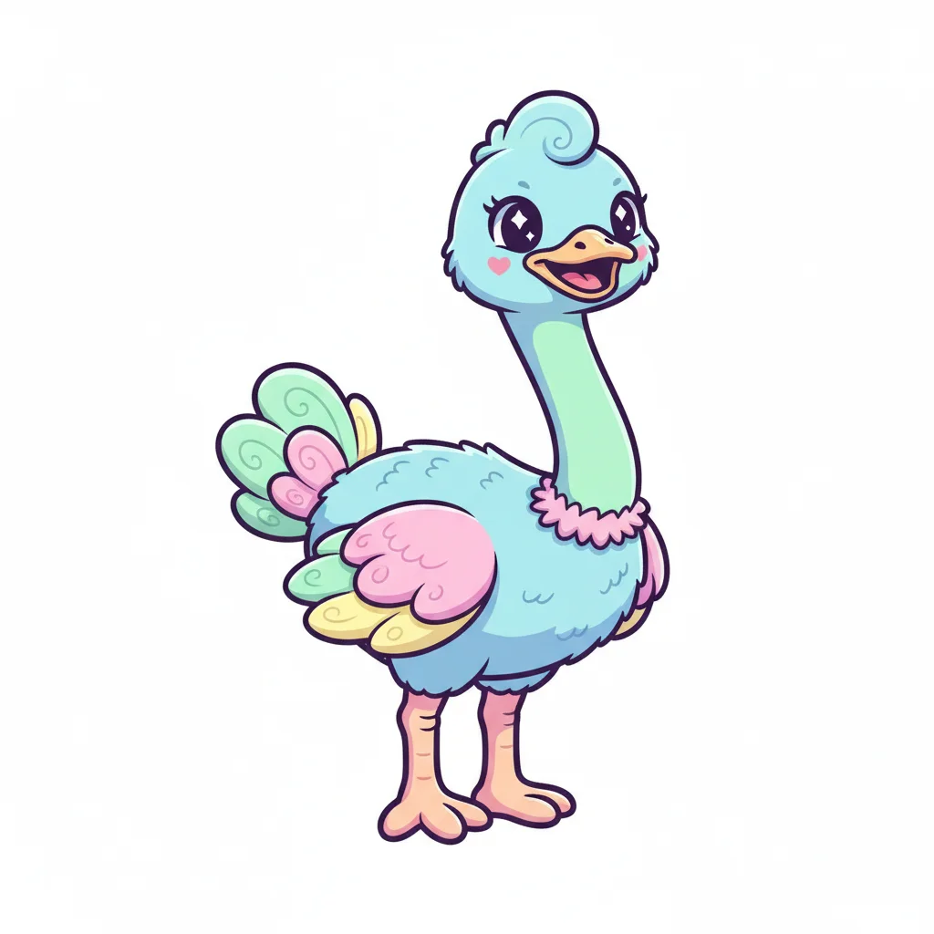 Ostrich Kawaii Clip Art — free clip art
