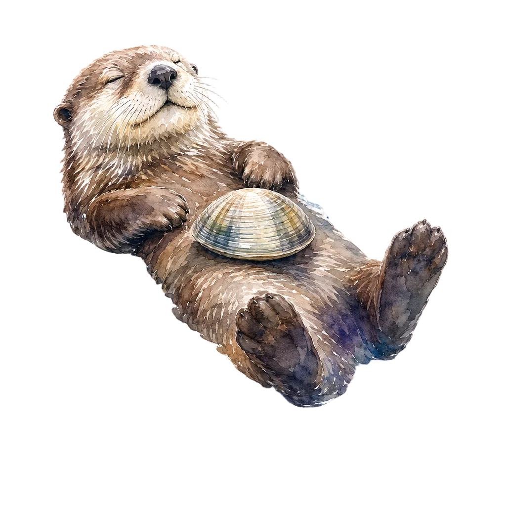 Serene Otter with Clam — free clip art