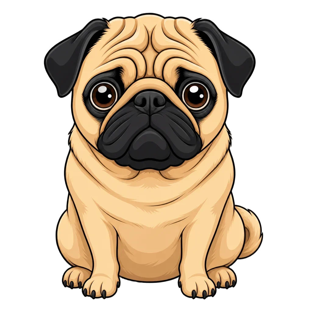 Cartoon Pug Face Clipart — free clip art