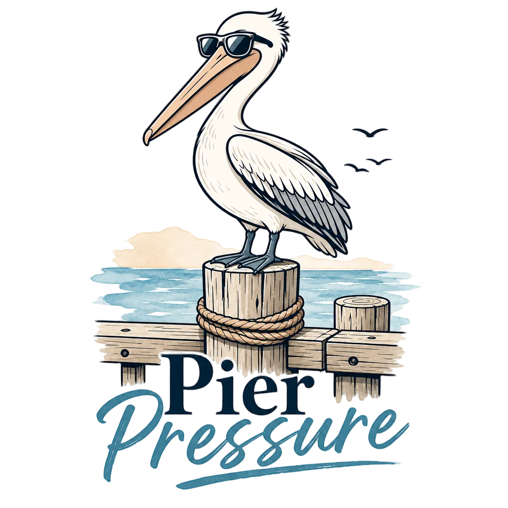 Cool Pelican on Ocean Pier — heart clip art
