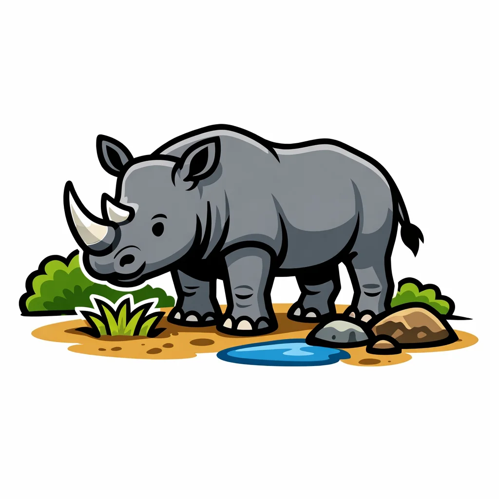 Rhinoceros Flat Clip Art — free clip art