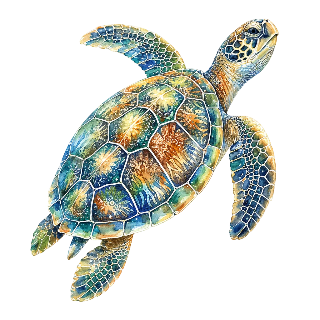 Sea Turtle Swimming Upward — free clip art