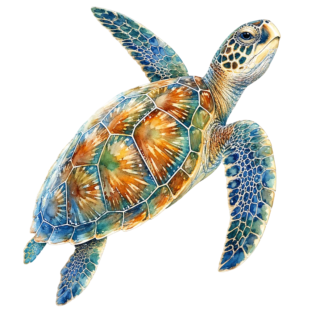 Sea Turtle Swimming Upward — free clip art