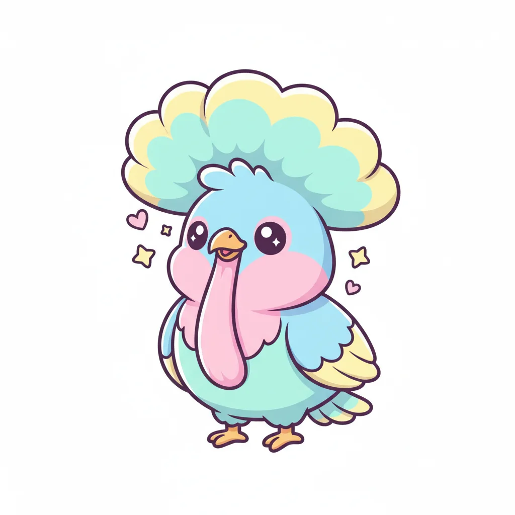 Umbrellabird Kawaii Clip Art — free clip art