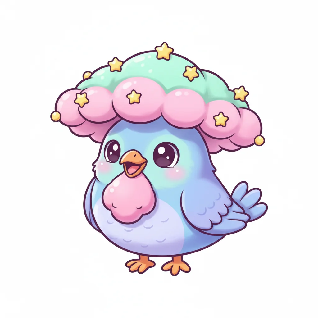 Umbrellabird Kawaii Clip Art — free clip art