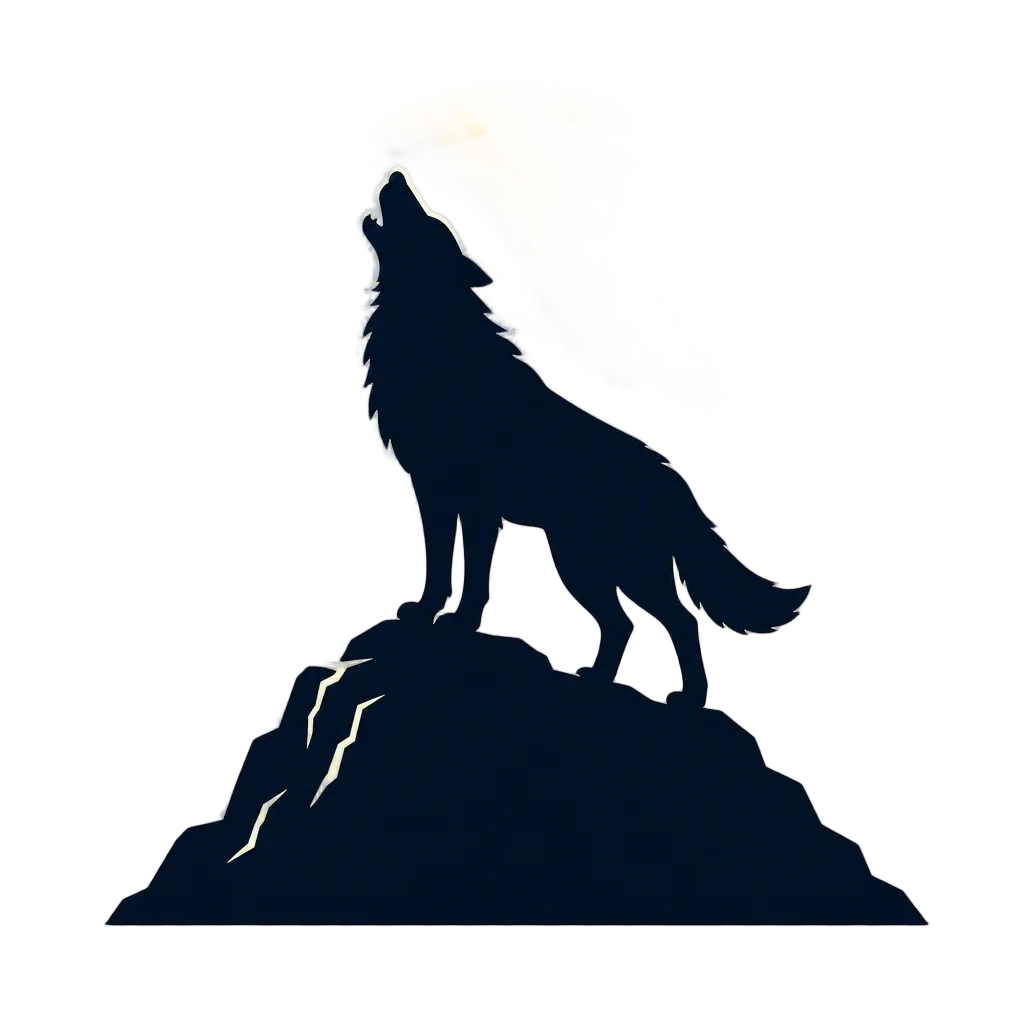 Wolf Howling at Moon Silhouette — free clip art