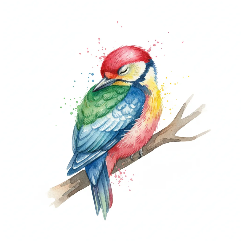 Woodpecker Watercolor Clip Art — free clip art