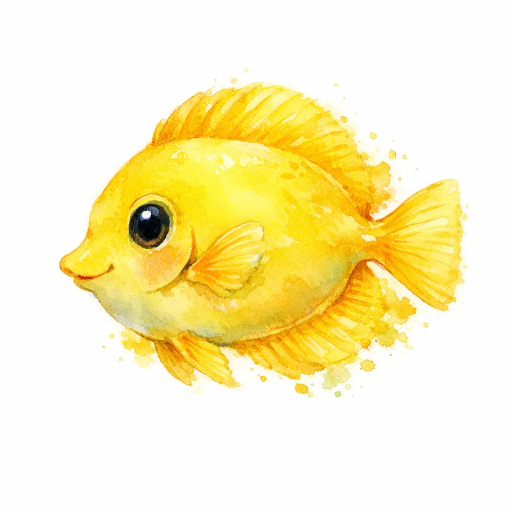 Yellow Tang Watercolor Clip Art — free clip art