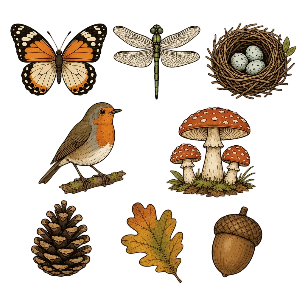Nature Junk Journal Clipart Sheet - 8 Elements — book clip art