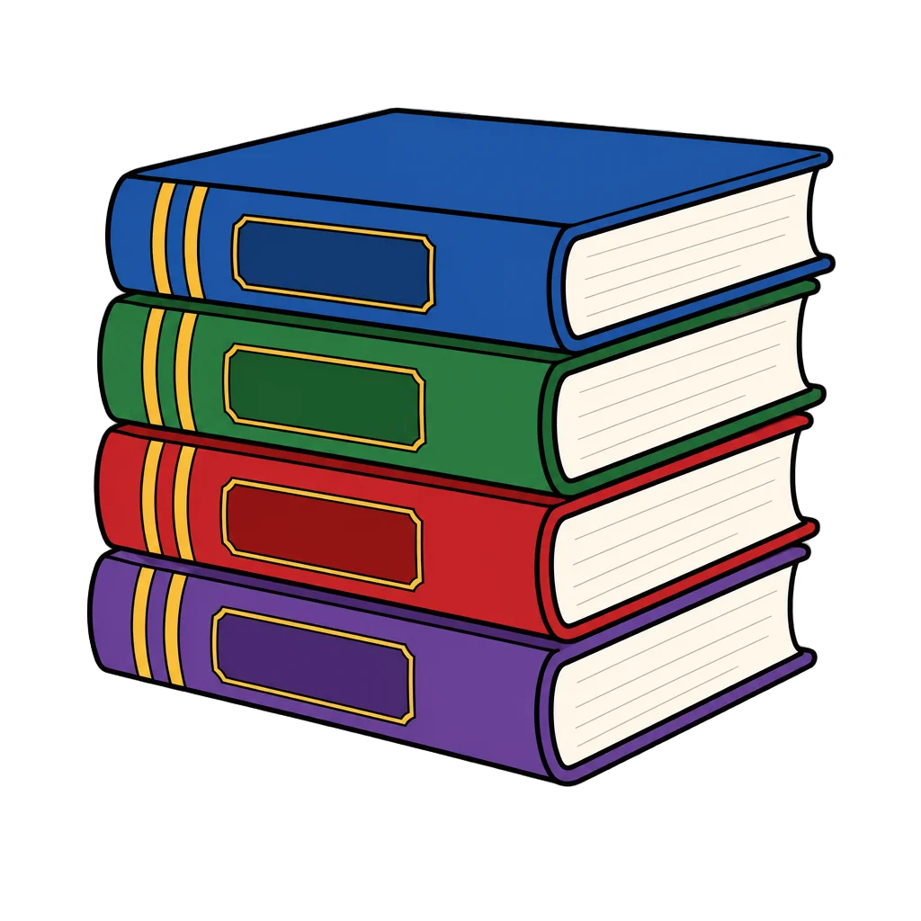 Stack of Four Colorful Books — free clip art