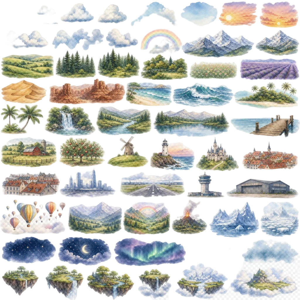 Watercolor Aviator Background Clipart Collection — free clip art